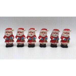 Christmas Santa Clause Ringing Bells Salt & Pepper Shakers, set of 6 1960 Japan